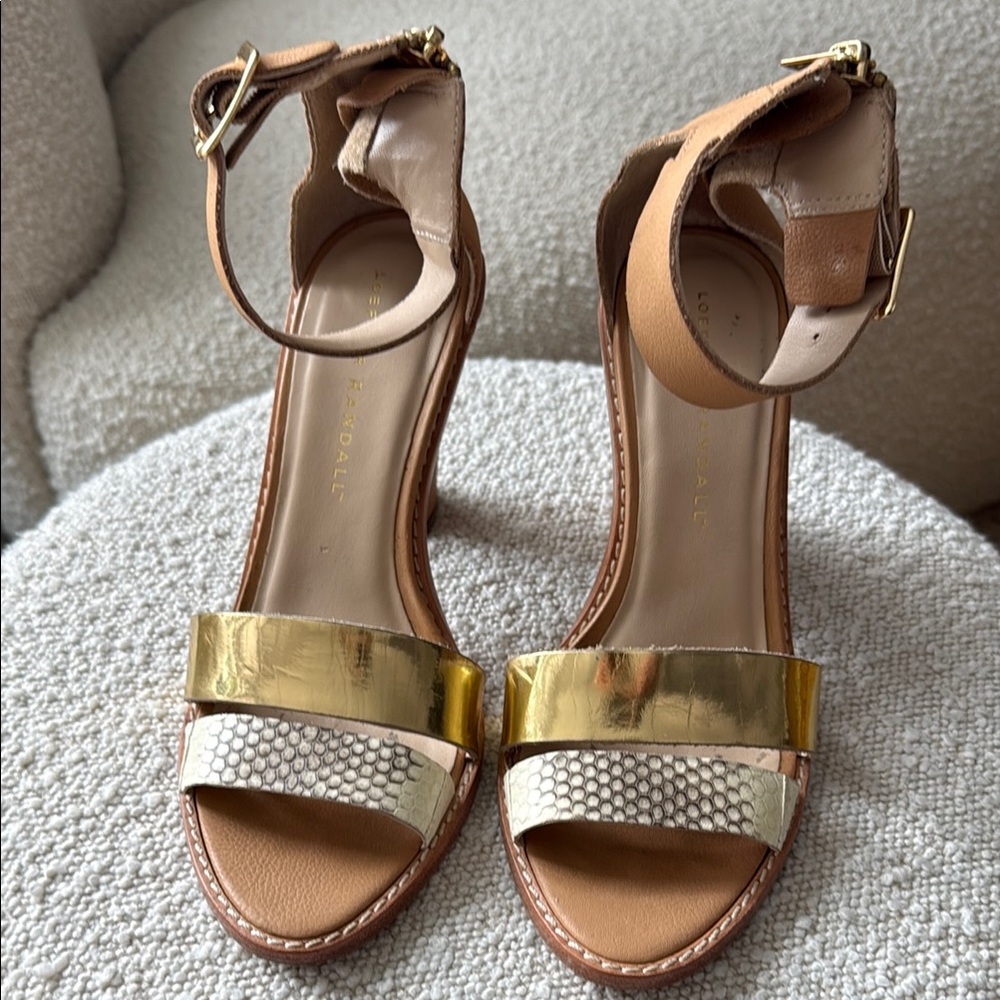 Loeffler Randall Gold & Snake Strap High Heel Sandals